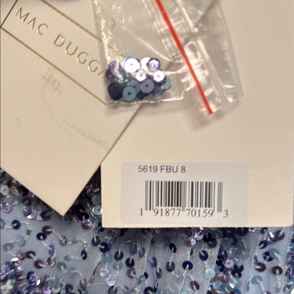 NWT | Mac Diggal 5619 Blue Embellished High Neck Cap Sleeve Gown Size 8 - Picture 5 of 12